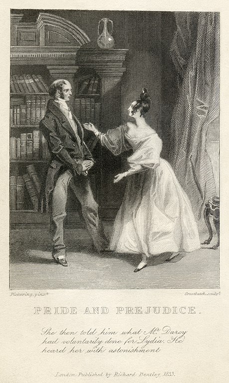 Гравюра сцены из «Гордости и предубеждения», 1833